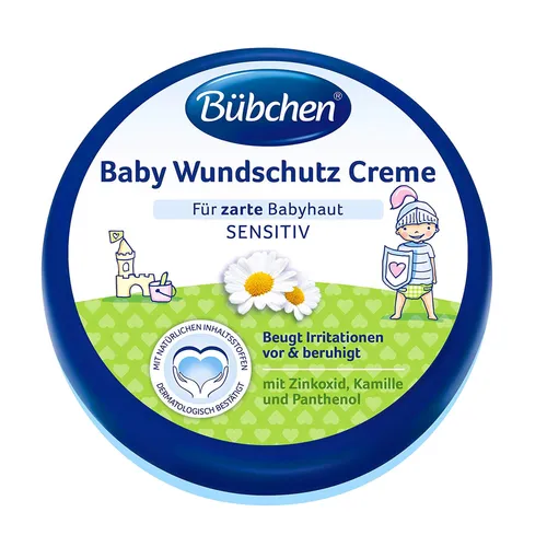Bübchen Baby Wundschutz Creme 150ml - Schützende Babycreme mit Sonnenblumenöl und Kamille, ideal für empfindliche Babyhaut, hergestellt in der Schweiz.