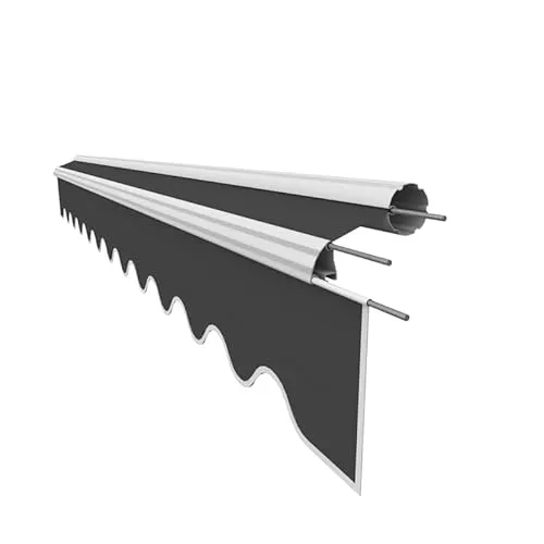 Leudus Markisenstoff mit Volant für 3,5 x 3 m Markisen-Ersatzstoff Markisentuch Markisenbespannung Markisentuch Sonnenschutz fertig genäht Maß Tuch 3,38 x 3 m Volant 3,38 x 0,21 m Design SPD016