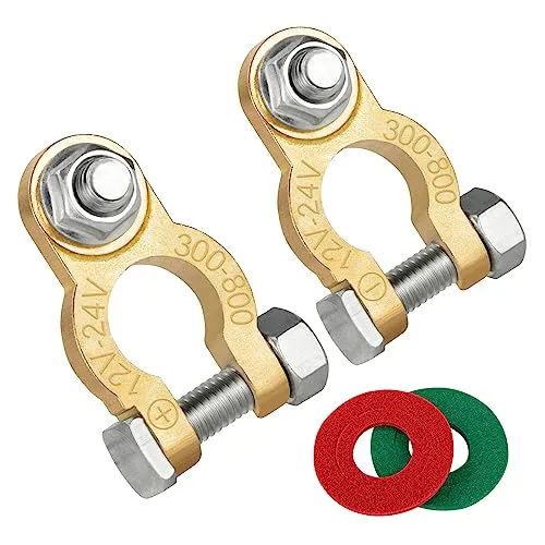 Batterieklemmen 12V 24V Batterie Polklemmen für Autobatterie mit M8 Bolzen Messing Batteriepolklemmen für Auto Boot Wohnmobil Caravan PKW Schiffe