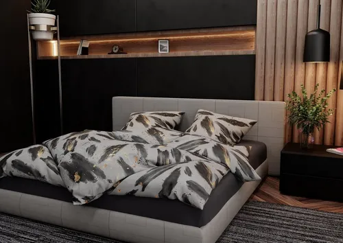 BETTWAESCHE-MIT-STIL Bettwäsche Mako Satin Bettwäsche Elegant Brush, Mako-Satin, 3 teilig