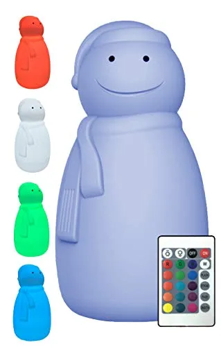 LED Deko-Figur Schneemann mit Fernbedienung, für Innen & Außen, Netz- oder Akkubetrieb, Dimmfunktion, 16 festeinstellbare Farben oder Farbwechsel, kaltweiß, warmweiß, Weihnachts-Winter-Deko