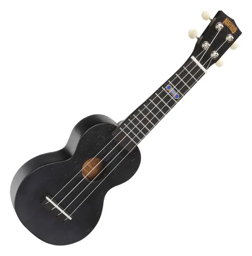Mahalo Kahiko PLUS Serie Sopran-Ukulele Wide Neck Trans Black - Sopran-Ukulele mit breitem Hals für angenehmes Spielgefühl, inklusive Tragetasche, ideal für Einsteiger und Musikliebhaber.
