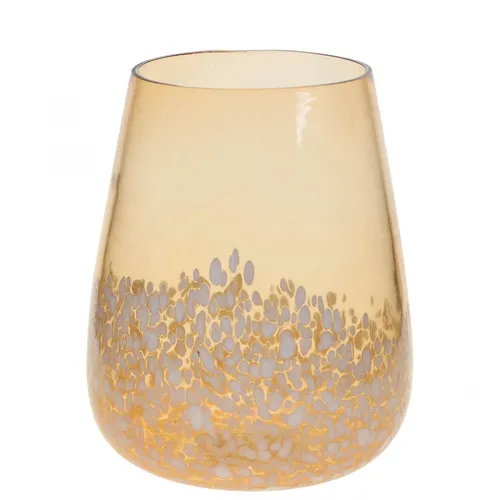 Glas Windlicht Teelichthalter Tischdeko Braun Weiß Ø10cm