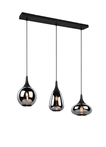 lightling Ludmila Pendelleuchte, 3-flammige Hängeleuchte, Ø Schirme 14/18/19.5 cm, Höhe: verstellbar bis 150 cm, schwarz matt, Metall, exkl. 3 x E14, max: 40W