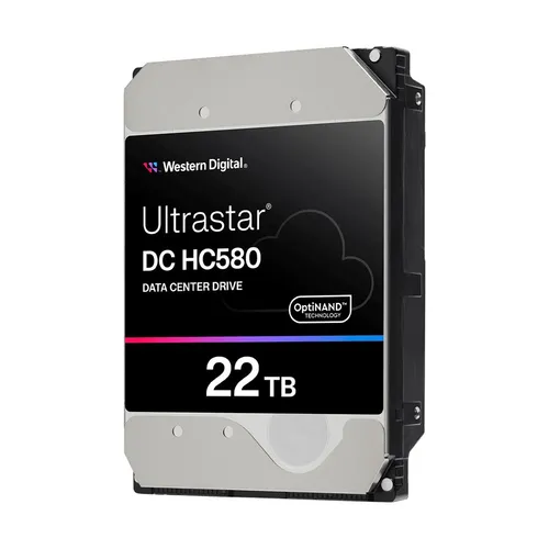 WD DC HC580 HDD für Rechenzentren 22 TB - Festplatte mit 22 TB Speicher, optimiert für hohe Datentransferraten und Zuverlässigkeit in Rechenzentren.