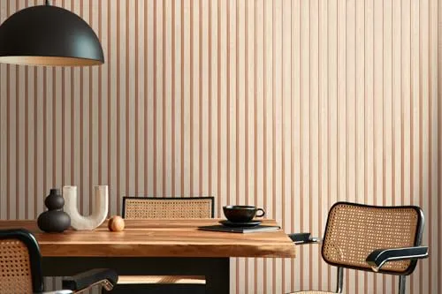 A.S. Création Vliestapete mit Wandpaneelmotiv 0,53 x 10,05 m – Beige Braun – Tapete in Holzoptik Made in Germany – 786652