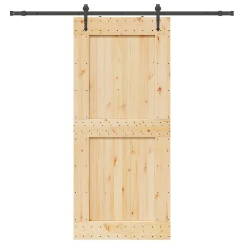 vidaXL Schiebetür aus massivem Kiefernholz 100x210 cm - Schiebetüren aus massivem Kiefernholz, platzsparend mit leisen Gleitschienen für ein stilvolles Zuhause und verbesserte Sicherheit.