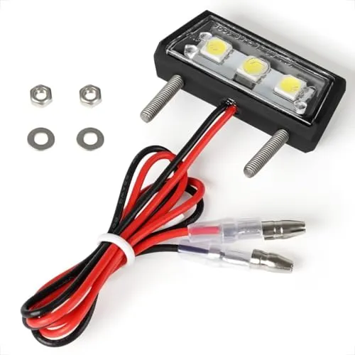 evermotor Universal Mini 12V 1W E4 LED Kennzeichenleuchte, Kennzeichenbeleuchtung E-geprüft Motorrad Auto Kfz Quad ATV schwarz Wasserfest IP67
