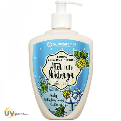 SuperTan AFTER TAN 3in1 MOISTURIZER 500ml - Bräunungslotion mit After Sun Wirkung, angereichert mit Kokosbutter, Aloe Vera und Vitamin B für intensive Feuchtigkeit und Pflege nach dem Sonnenbad.