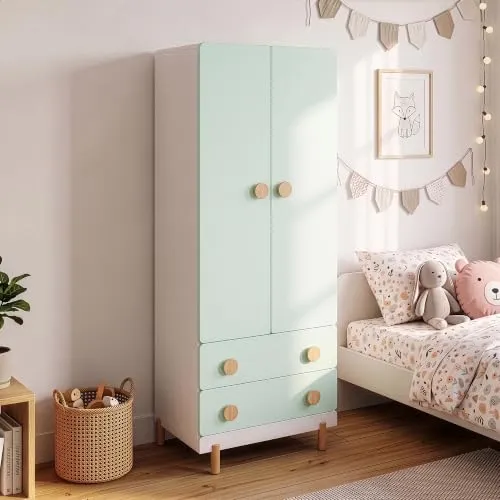 [en.casa] Kinderkleiderschrank Vaarentaa 156x60x41 cm Mintgrün