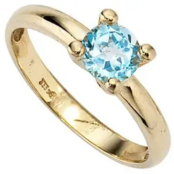 Damenring Ring Goldring Topas blau 333 Gold Gelbgold schlicht Damen, Ringgröße:Innenumfang 50mm ~ Ø15.9mm