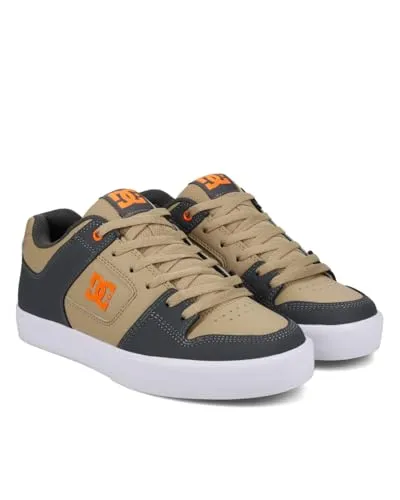 DC Schuhe PURE Herren Skate Sneaker Grau-Braun - 46 EU - Sneaker für Herren in Grey Tan, aus hochwertigem Leder und Synthetik, ideal für Skateboarding und Freizeitaktivitäten, mit rutschfester Gummisohle für besten Halt.