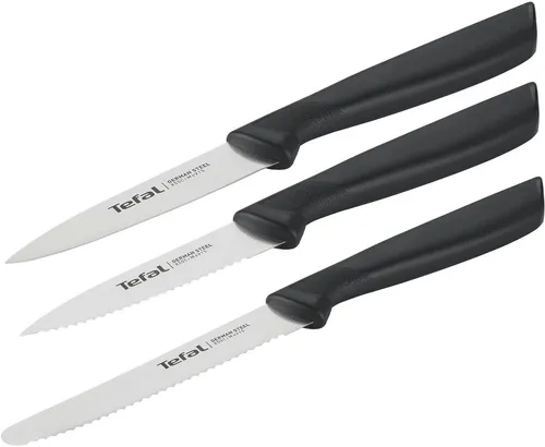 Tefal Messer-Set Colorfood für alle täglichen Vorbereitungen (Set, 3-tlg., Universalmesser (10 cm), Schälmesser (8 cm), Schälmesser (8 cm), deutscher Edelstahl, rostfrei, leicht strukturierte Griffe, K2733S