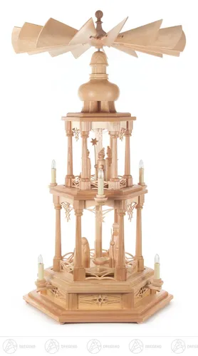 Pyramide mit Christi Geburt, 2-stöckig, elektr. Beleuchtung  50 cmx80 cmx50 cm