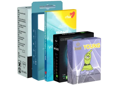 Kondomotheke Kondome Probierset: Special Tight Pack (Testpack Größe XS - S) 5 Packungen kleine Kondome, insgesamt, 36 St., Kondome Probierset, für ein enges Gefühl und festen Halt ohne Abrutschen