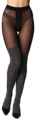 Bellivalini Damen Strumpfhose 60 DEN BLV-1111 (Dunkelmelange, M)