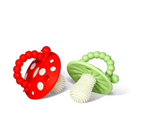 RaZbaby Chompy Beißring für Babys, BPA-frei, Rot/Grün