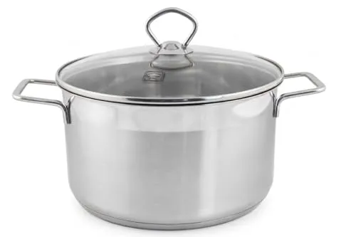 Grosser Edelstahl Kochtopf Ø 26 cm 7,6 L mit Glasdeckel Induktion integrierte Messskala