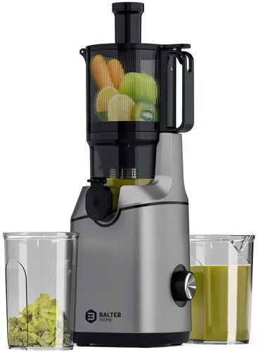 Balter VITALMAXX ES-02 Slow Juicer - Entsafter mit 250W Motor und 108mm Einfüllöffnung für müheloses Entsaften von Gemüse und Obst. Dreifach-Filter für reinen Saft und BPA-freie Materialien für sicheren Gebrauch.