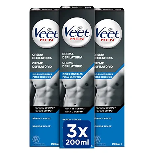 Veet Men Haarentfernungscreme für Rücken, Arme und Beine – 3 x 200 ml