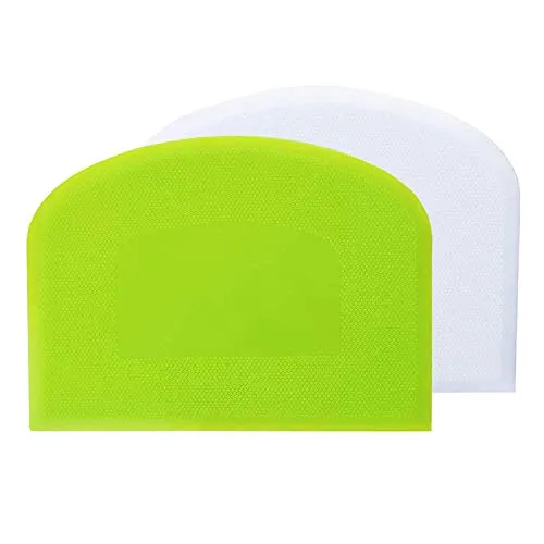 Teigschaber Teigschaberkarte Silikon,Dough Scraper card Spatelset für Kuchen, Pizza, Brotschneiden, Küchenbedarf für Brot Backen Kuchen Enthusiasten Anfänger Profi Bäcker (Weiß+Grün)