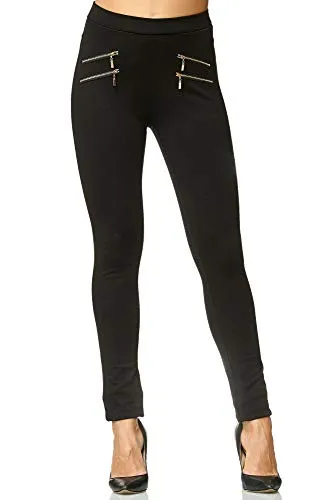 Elara Stretch-Hose: Damen High Waist Stoffhose in Schwarz - Stoffhosen mit bequemem Gummizug und krempelbaren Beinabschlüssen, ideal für einen lässigen Look in Größe 46.