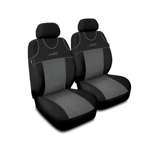 Saferide 2er Set Autositzbezüge PKW universal | Auto Sitzbezüge Polyester Grau für Airbag geeignet | für Vordersitze | 1+1 Autositze vorne