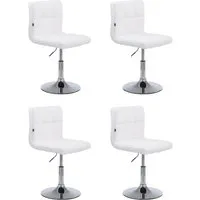 DELUKE 4er Set Barhocker BANGKO Kunstleder Weiß 44x49x74cm Barstuhl Höhenverstellbar Mit Lehne Drehbar Tresenhocker Tresenstuhl