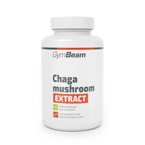 GymBeam Chaga-Pilzextrakt - 500 mg pro Tagesdosis, standardisierter Polysaccharid-Gehalt von 40%, Chaga Pilz Kapseln für Immunsystem und Cholesterinspiegel, für Gesundheit und Vitalität, 90 caps