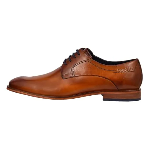 bugatti Herren Businessschuhe - Elegante Schnürer für jeden Anlass - Herren-Schnürhalbschuhe mit Wechselfußbett und Derby-Schnürung, perfekt für Büro und Anlässe, in stilvollem Cognac.
