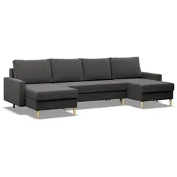 Ecksofa mit Schlaffunktion BLANK Grau, U-Form 294x140cm