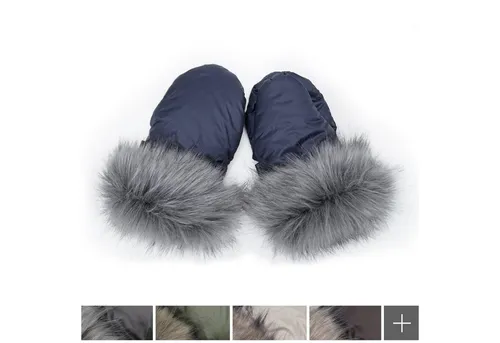 Baby-Joy Kinderwagen-Handwärmer Hochwertige Handschuhe mit Kunstfell und Magnetverschluss, kuschelweich, außen wind- und wasserabweisend