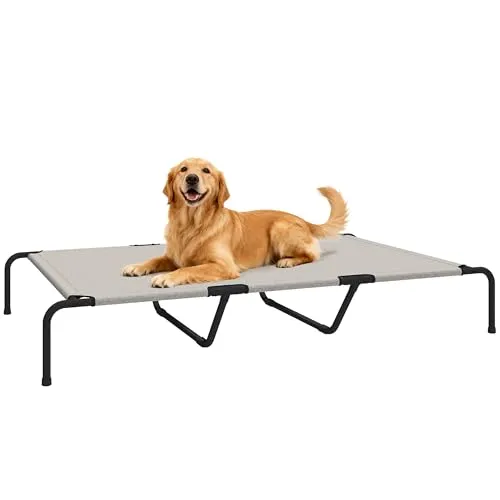 PawHut Hundeliege Outdoor – Erhöhtes Hundebett für große Hunde - Praktisches und tragbares Hundebett mit 152 x 94 cm Liegefläche. Atmungsaktives Netzgewebe und stabiler Stahlrahmen sorgen für Komfort und einfache Reinigung – ideal für den Innen- und Außenbereich.