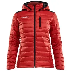 Craft Damen Steppjacke Isolate Jacket 1905994 - Bright Red/Black - Funktionsjacke mit wattierter Mikrofasern-Isolierung, wind- und wasserabweisend, abnehmbarer Kapuze und praktischer Brusttasche für ultimativen Komfort.