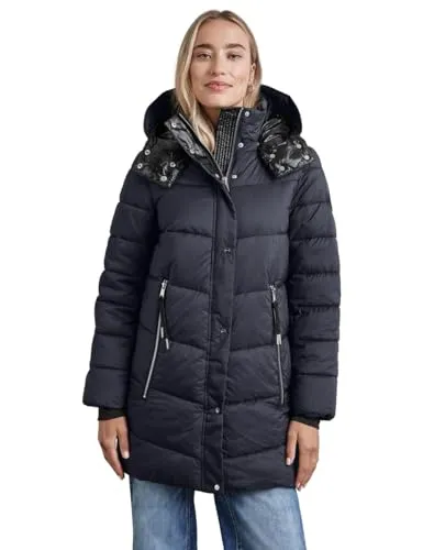 Street One Damen Steppjacke mit Abnehmbarer Kapuze - Modische Steppjacke mit abnehmbarer Kapuze. Seitliche Reißverschlusstaschen und angenehme Fütterung bieten Komfort und Stil für jeden Anlass.