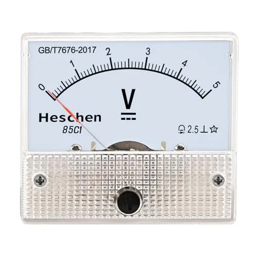 Heschen 85C1-5V Rechteck Panel Mounted Spannung Meter Voltmeter Tester, DC 0–5V, Klasse 2,5 weiß