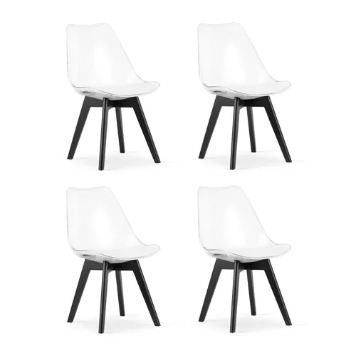 Home Collective 4er Set Esszimmerstuhl - Transparente Schalenstühle mit schwarzen Kunststoffbeinen - ELEGANTES DESIGN: Diese bequemen Schalenstühle bieten Stabilität und Komfort für Ihr Esszimmer. Hergestellt aus hochwertigen Materialien, sind sie ideal für entspannte Mahlzeiten und stilvolle Einrichtung.