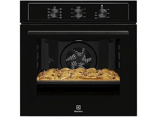 Electrolux EOH2H044K Serie 300 Multifunktions-Backofen, Fassungsvermögen 68 l, EOH2H044K, Klasse , AquaClean Reinigung, gleichmäßiges Kochen, Pizza-Funktion, 589 x 594 x 568 mm, Schwarz