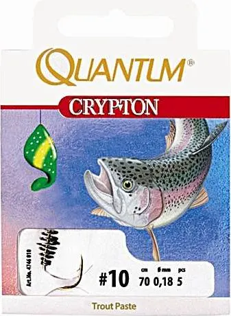 Quantum Hakengröße 8 Crypton Trout Paste Vorfachhaken gold Vorfach: 250cm Vorf.-Schn. Ø 0,25mm