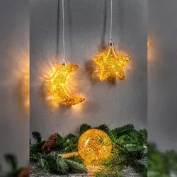 HGD Glasstern-LED beleuchtet, Gold Dekor,