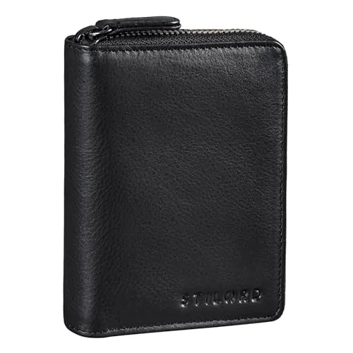 STILORD Giannis Mini Leder Portemonnaie - Hochformat RFID Brieftasche aus echtem Leder, kompakt und sicher mit Reißverschluss, ideal für stilbewusste Männer