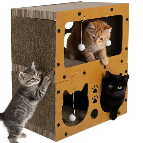 Katzenhaus Kratzwellpappe Karly Katzenminze Katzenmöbel Kratzbrett Kratzmöbel