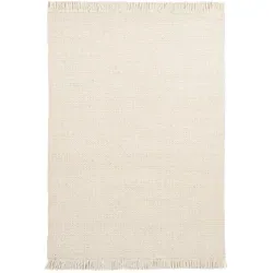 Obsession Wollteppich My Eskil 515 - Handgewebt in Beige - Teppich aus 60% Wolle und 40% Viskose, handgewebt, mit Fransen. Ideal für Fußbodenheizung und saugrobotergeeignet, sorgt für Gemütlichkeit in jedem Raum.