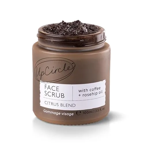 Produktbild UpCircle Kaffee-Gesichtspeeling – Zitrusmischung für normale und trockene Haut 100 ml – Sheabutter, Kokosnuss + Hagebuttenöl – natürliches, veganes Gesichtspeeling für weiche, glatte Haut