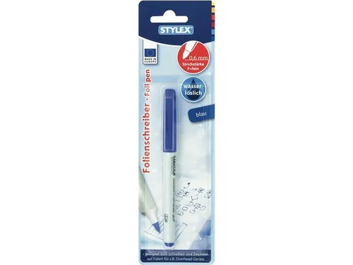 Folienschreiber Farbe Blau Wasserlöslich 0,6mm Overhead Fein STYLEX 32795