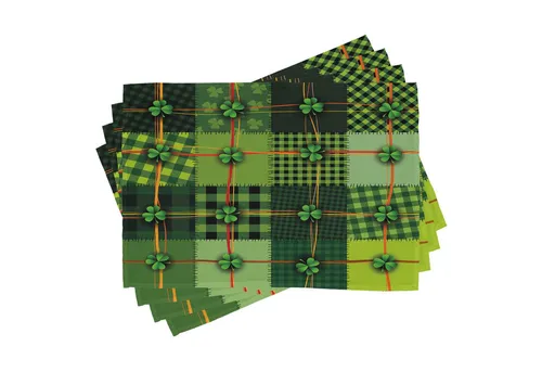 Abakuhaus Platzset Waschbare Stoff Esszimmer Küche Tischdekorations Digitaldruck, (4-teilig, 4-St., Set aus 4x), Irland Patchwork Celtic Clovers