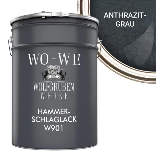 WO-WE Metallschutzlack Hammerschlaglack W901, 1-5L, Glänzend - Metallschutzlacke mit 4in1 Wirkung: Grundierung, Rostschutz, Zwischenanstrich und dekorativer Deckanstrich. Schlag- und kratzfest, ideal für Innen- und Außenanwendungen. Qualität MADE-IN-GERMANY, extrem strapazierfähig.