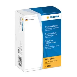 Frankier-Etiketten HERMA 4321, 140x50 mm, 500 Stück - Vielzweck-Etiketten, permanente Klebeetiketten in weiß, ideal für den Versand und Büroanwendungen, 500 Stück für effizientes Arbeiten.