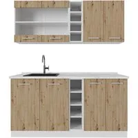 Vicco Küchenzeile R-Line, Artisan Eiche/Weiß, 160 cm - Küchenzeile mit individuellem Stauraumkonzept, modular anpassbar und ideal für kleine Räume. Höhenverstellbare Füße sorgen für perfekten Sitz in jeder Küche.