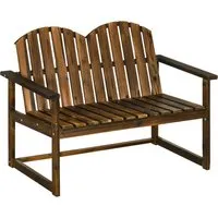 Outsunny Gartenbank für 2 Personen – Rustikales Lattendesign - Verleihen Sie Ihrem Garten mit der Outsunny Gartenbank einen rustikalen Charme. Aus robustem Tannenholz gefertigt, bietet sie Platz für zwei und sorgt mit ihrem Latten-Design für eine langlebige Nutzung im Freien.